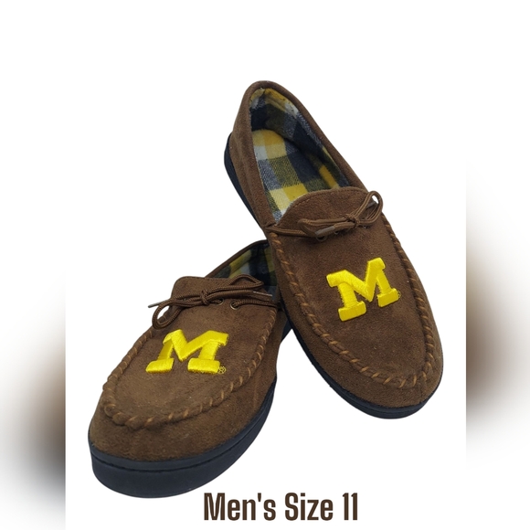 Michigan Wolverines Brown Suede Slipper Moccasins Men's Size 11 - Picture 6 of 6